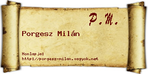 Porgesz Milán névjegykártya